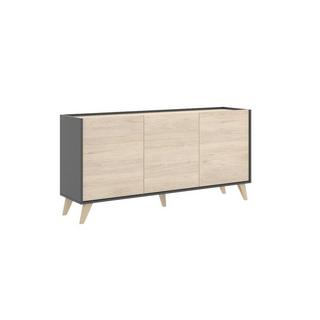 Vente-unique Set Tavolino + Mobile TV + Credenza Antracite e Rovere Soggiorno scandinavo KOLYMA  