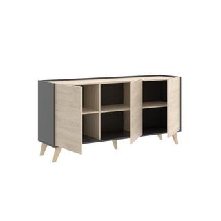 Vente-unique Set Tavolino + Mobile TV + Credenza Antracite e Rovere Soggiorno scandinavo KOLYMA  