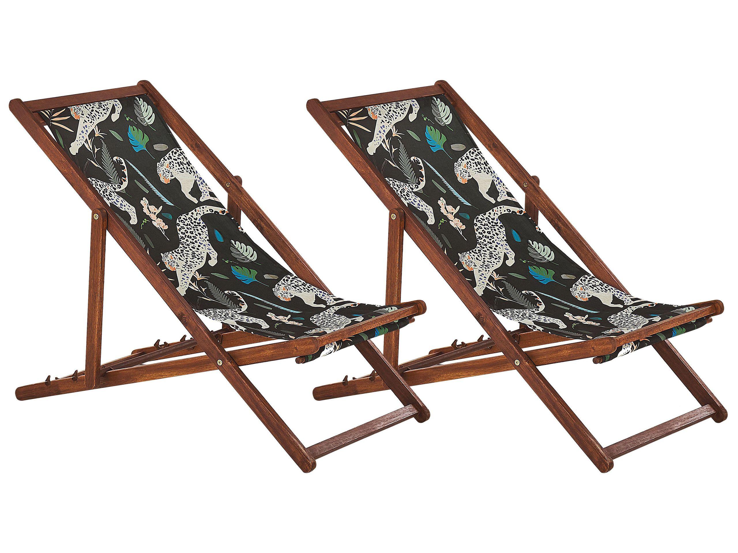 Beliani Set mit 2 klappbaren Liegestühlen aus Stoff Modern ANZIO  