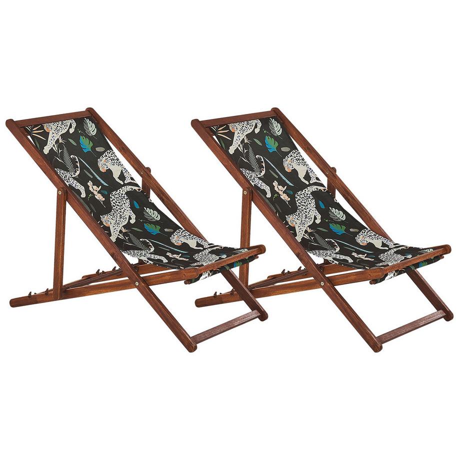 Beliani Lot de 2 chiliennes pliantes en Tissu Moderne ANZIO  