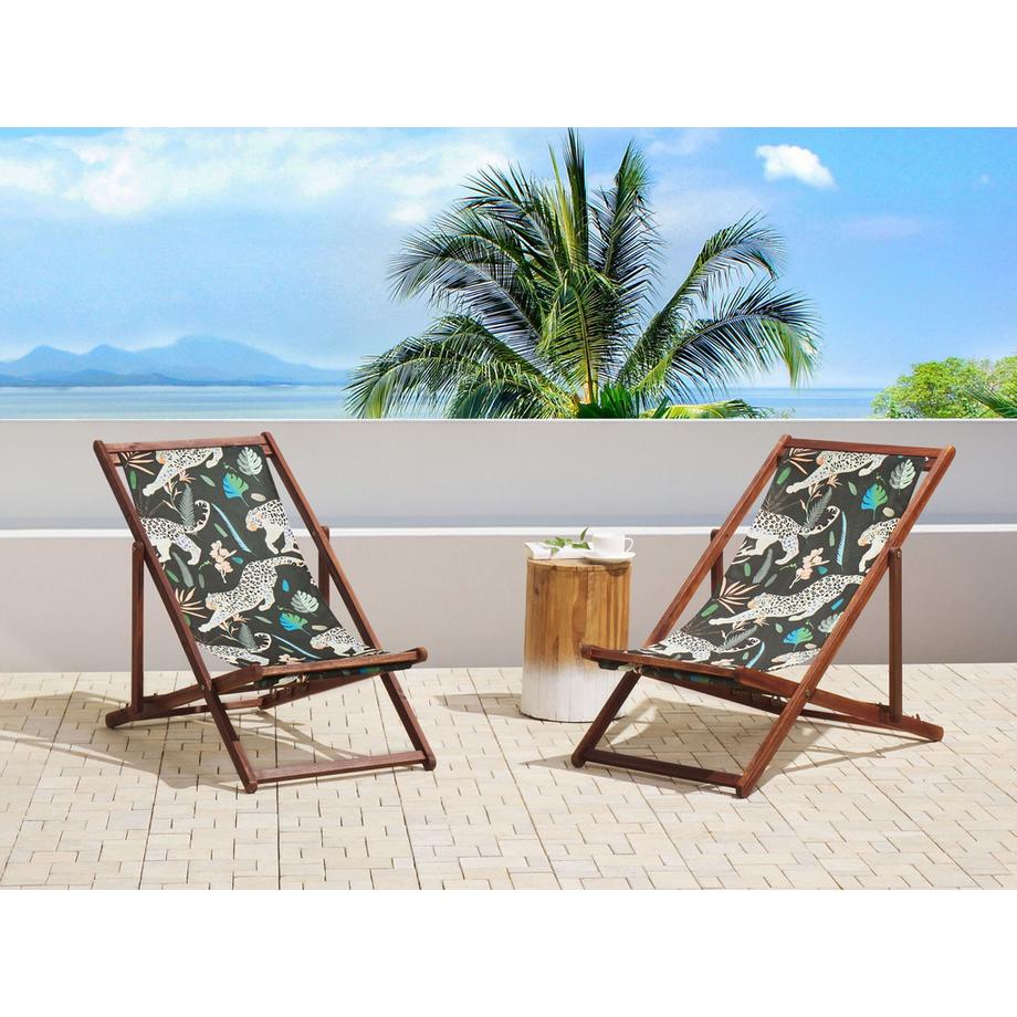 Beliani Lot de 2 chiliennes pliantes en Tissu Moderne ANZIO  