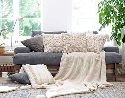 Alopini Satz von 2 Makramee Kissenbezug für dekorative Kissen Sofakissen dekorative Couch Kissenbezüge Boho  