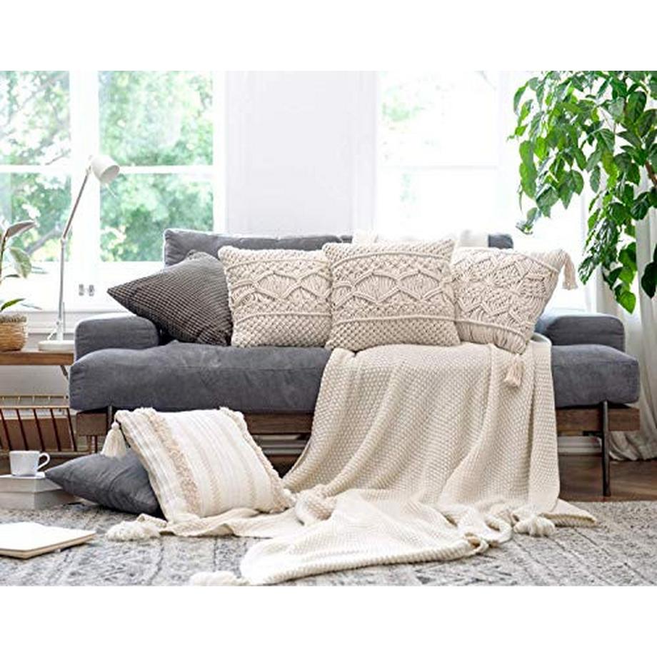 Alopini 2er Set Makramee Dekorative Kissenbezüge Boho  