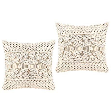 Alopini Set di 2 Fodere per Cuscini Decorativi Macramè Boho  