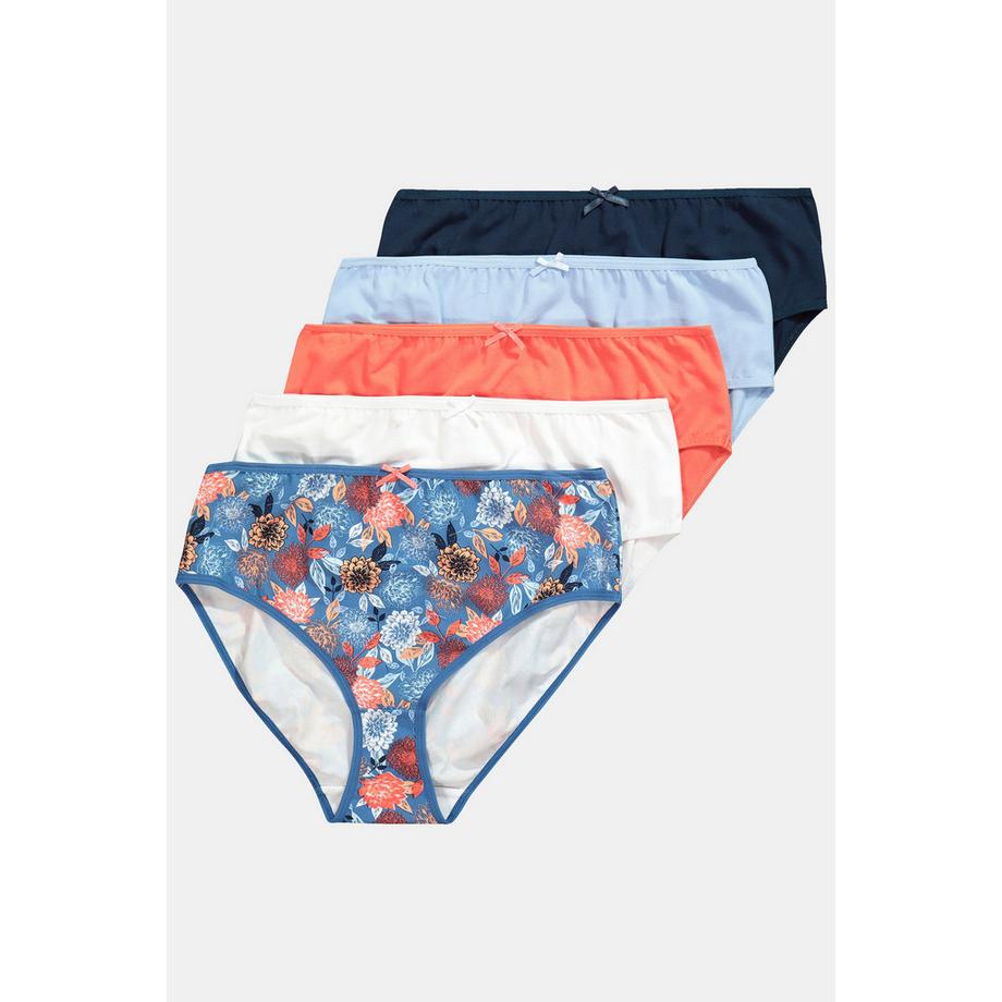 Ulla Popken Midislips 5er-Pack Blütenmuster Uni  
