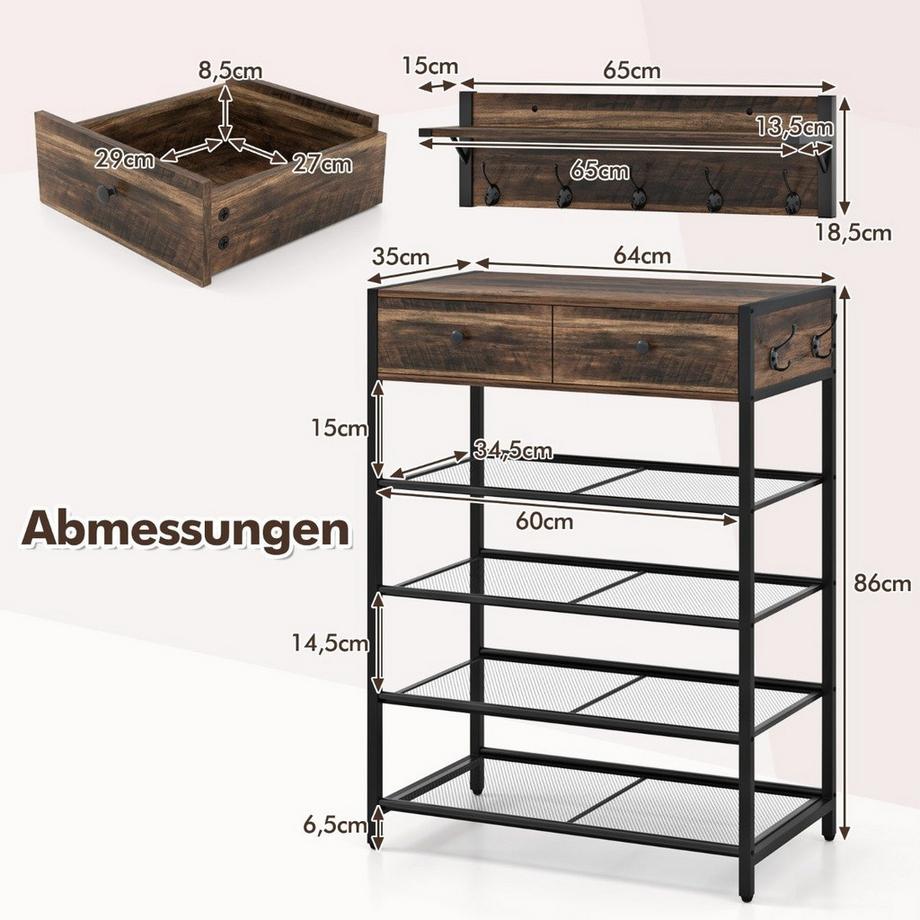 Northix Schuhregal & Wandgarderobe Set  