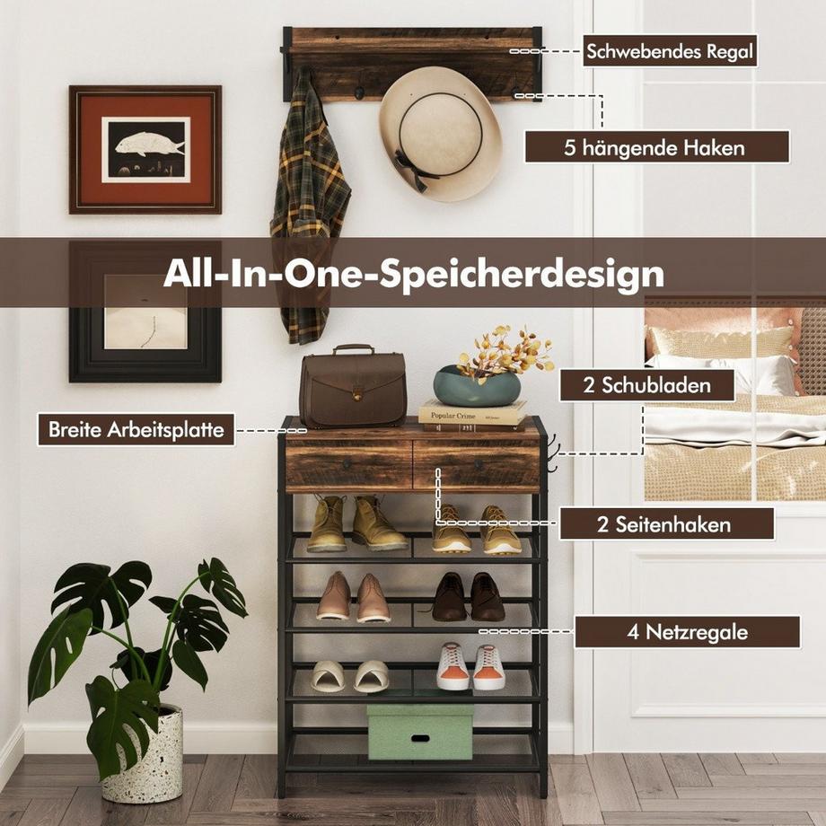 Northix Schuhregal & Wandgarderobe Set  