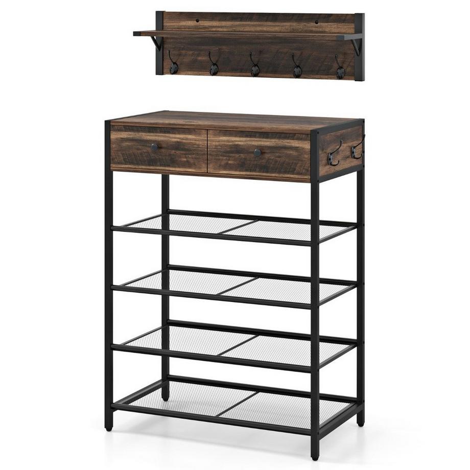 Schuhregal & Wandgarderobe Set