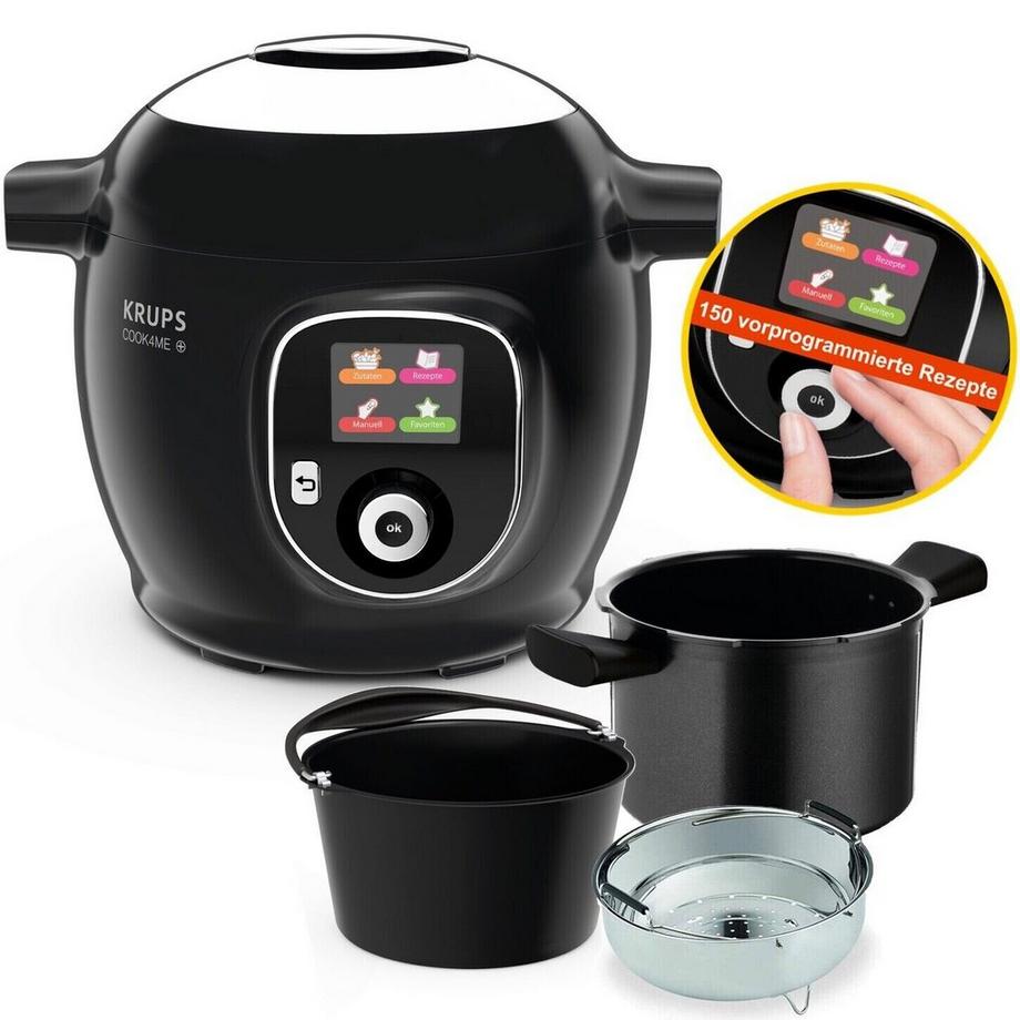 KRUPS  CZ7128 Multikocher Cook4Me+ Schnellkochtopf + Kuchenform 150 vorinstallierte Rezepte 6L Fassungsvermögen 