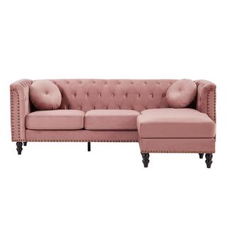 Vente-unique Ecksofa - Ecke wechselbar - Samt - Altrosa - TURNER  