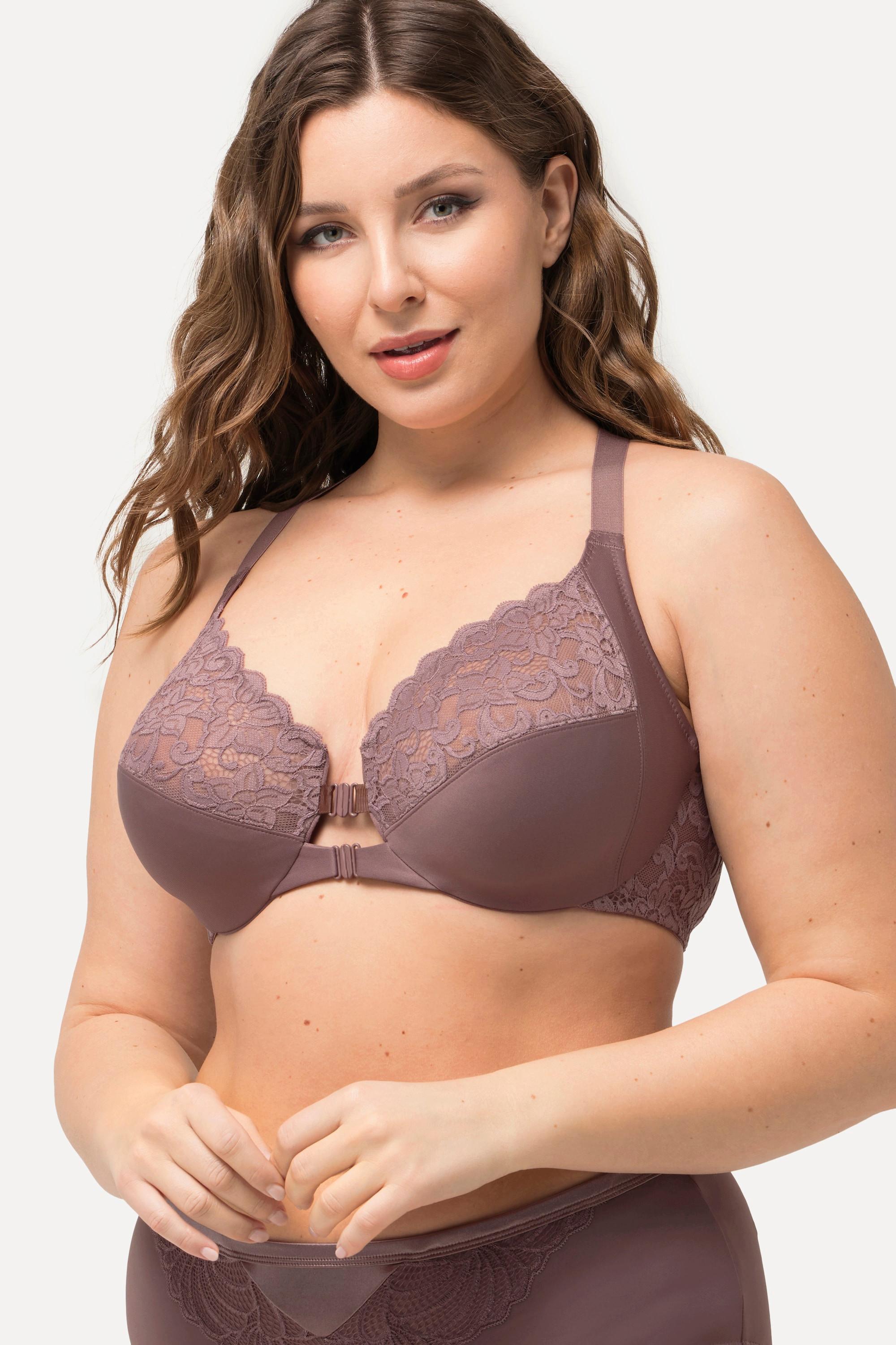 Ulla Popken  Soutien-gorge à armatures, dentelle et double fermeture - bonnet C-D 