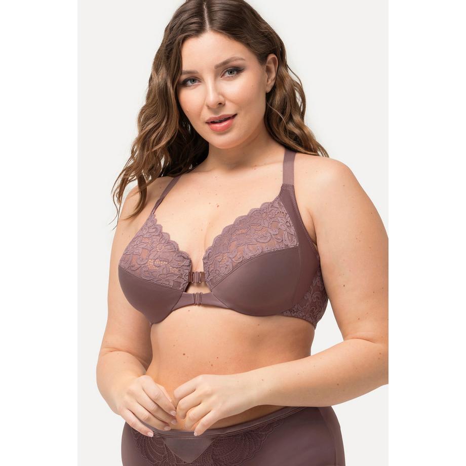 Ulla Popken Soutien-gorge à armatures Dentelle Double Fermeture Bonnet C-D  