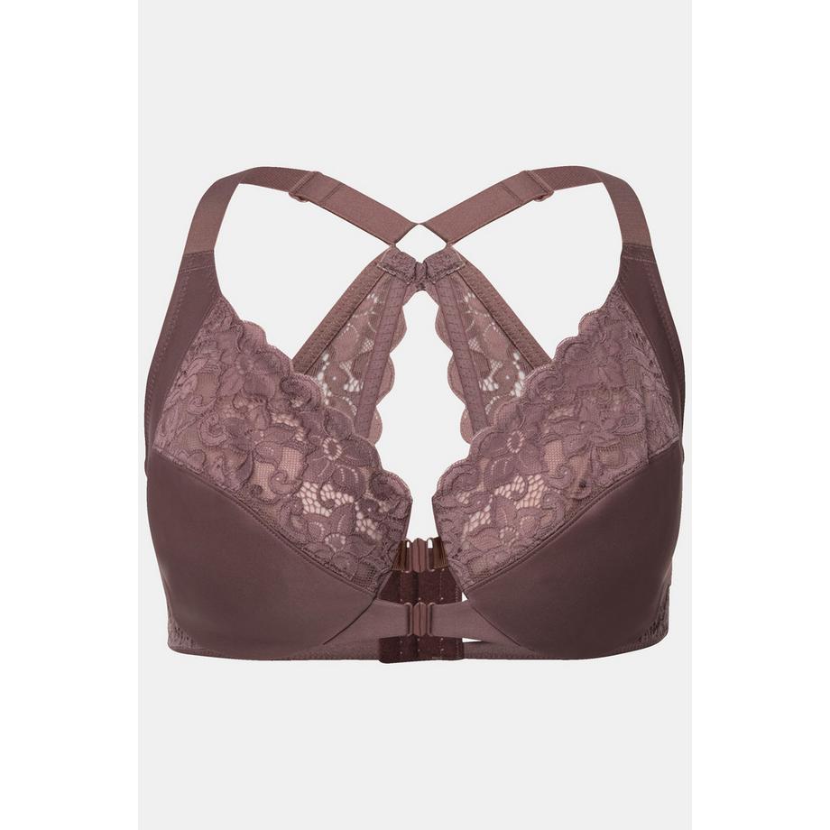 Ulla Popken Soutien-gorge à armatures Dentelle Double Fermeture Bonnet C-D  