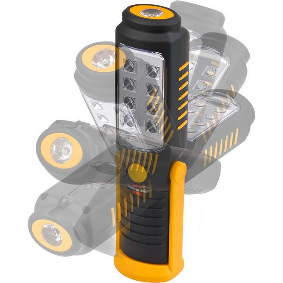 Nedis  Tragbare LED-Inspektionsleuchte mit 8 + 1 hellen SMD-LEDs (batteriebetrieben, Brenndauer max. 10 Stunden, drehbarer Haken, Magnet). 