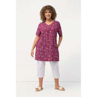 Ulla Popken  Longshirt, Zierfalten, A-Linie, V-Ausschnitt, Halbarm 