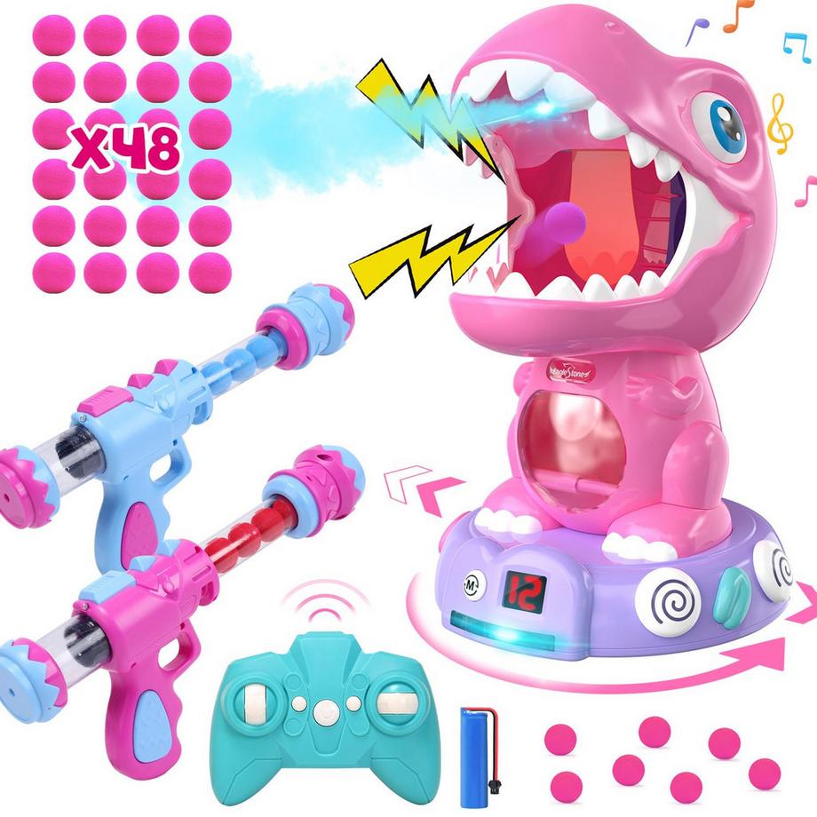 Activity-board  Ferngesteuertes Dinosaurier-Schießspielzeug für Jungen und Mädchen, elektronisches bewegliches Schießspiel mit Nebel, automatischer Wertung, Licht und Ton, für Kinder 