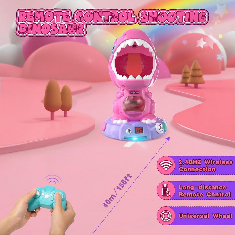 Activity-board  Ferngesteuertes Dinosaurier-Schießspielzeug für Jungen und Mädchen, elektronisches bewegliches Schießspiel mit Nebel, automatischer Wertung, Licht und Ton, für Kinder 