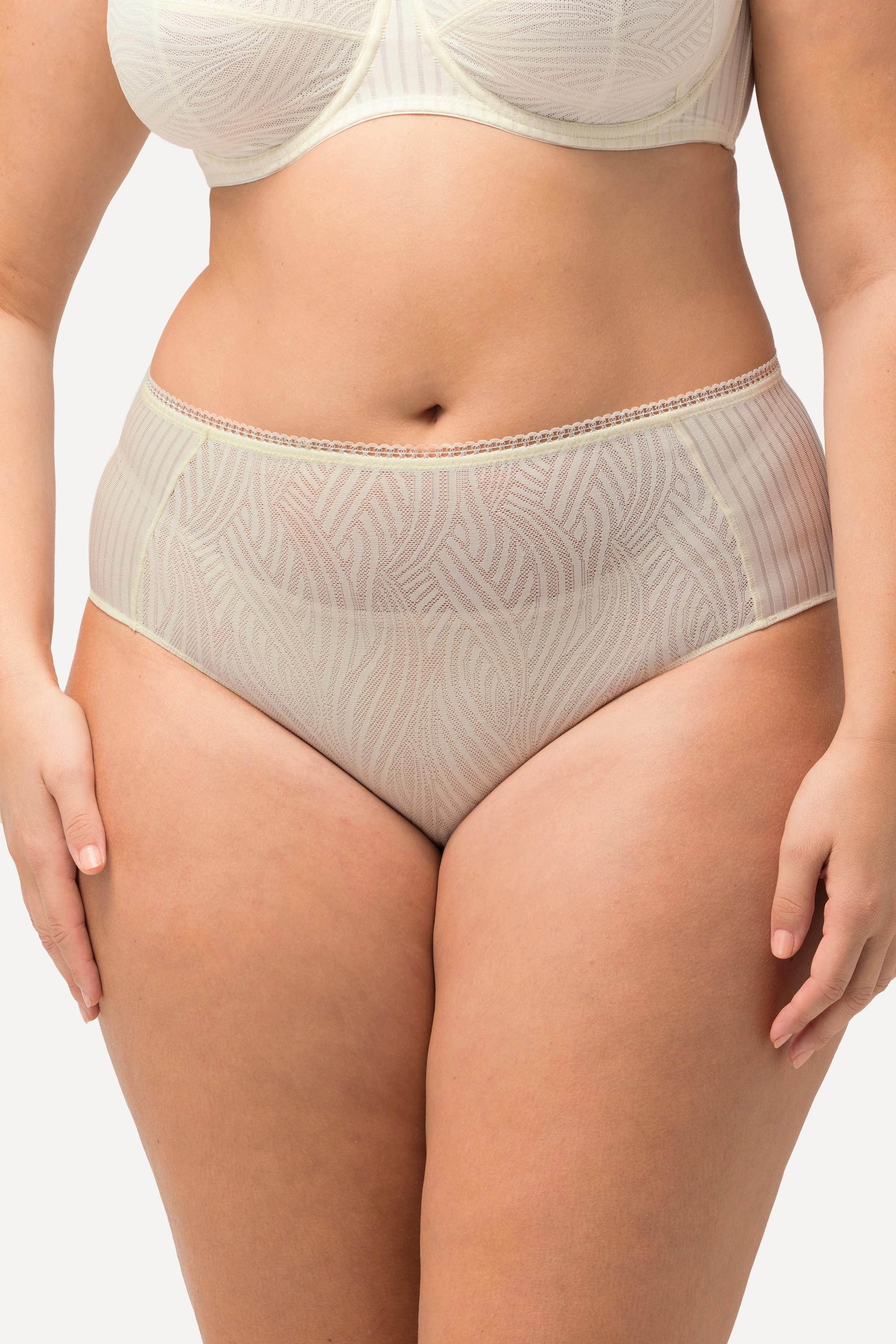 Ulla Popken  Culotte midi, jersey bord-côte, empiècement en dentelle 