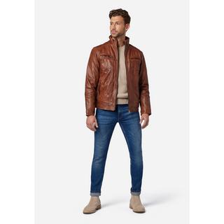 RICANO  Veste en cuir pour homme Albert - Style classique avec col montant 