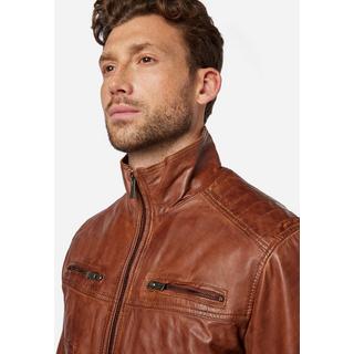 RICANO  Veste en cuir pour homme Albert - Style classique avec col montant 