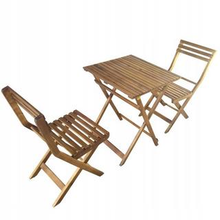 Northix Holz-Gartenmöbel-Set aus Akazienholz – Tisch und 2 Stühle  