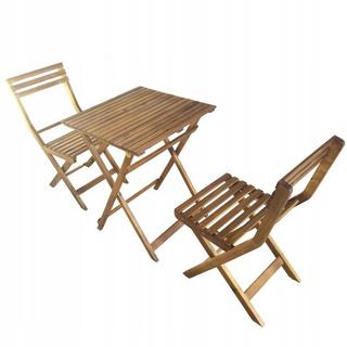 Northix Holz-Gartenmöbel-Set aus Akazienholz – Tisch und 2 Stühle  