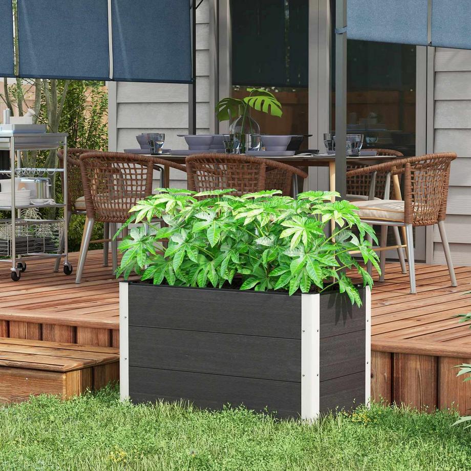 Northio Hochbeet Wetterfester Pflanzkasten Aus Wpc + Aluminium, Ohne Boden, Grau, 100X50X50Cm  