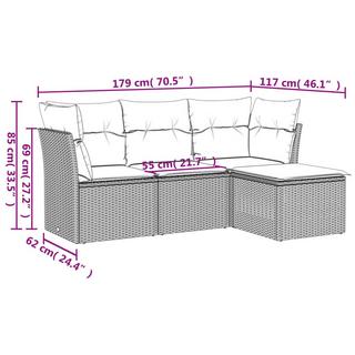 VidaXL Ensemble de canapés de jardin rotin synthétique  