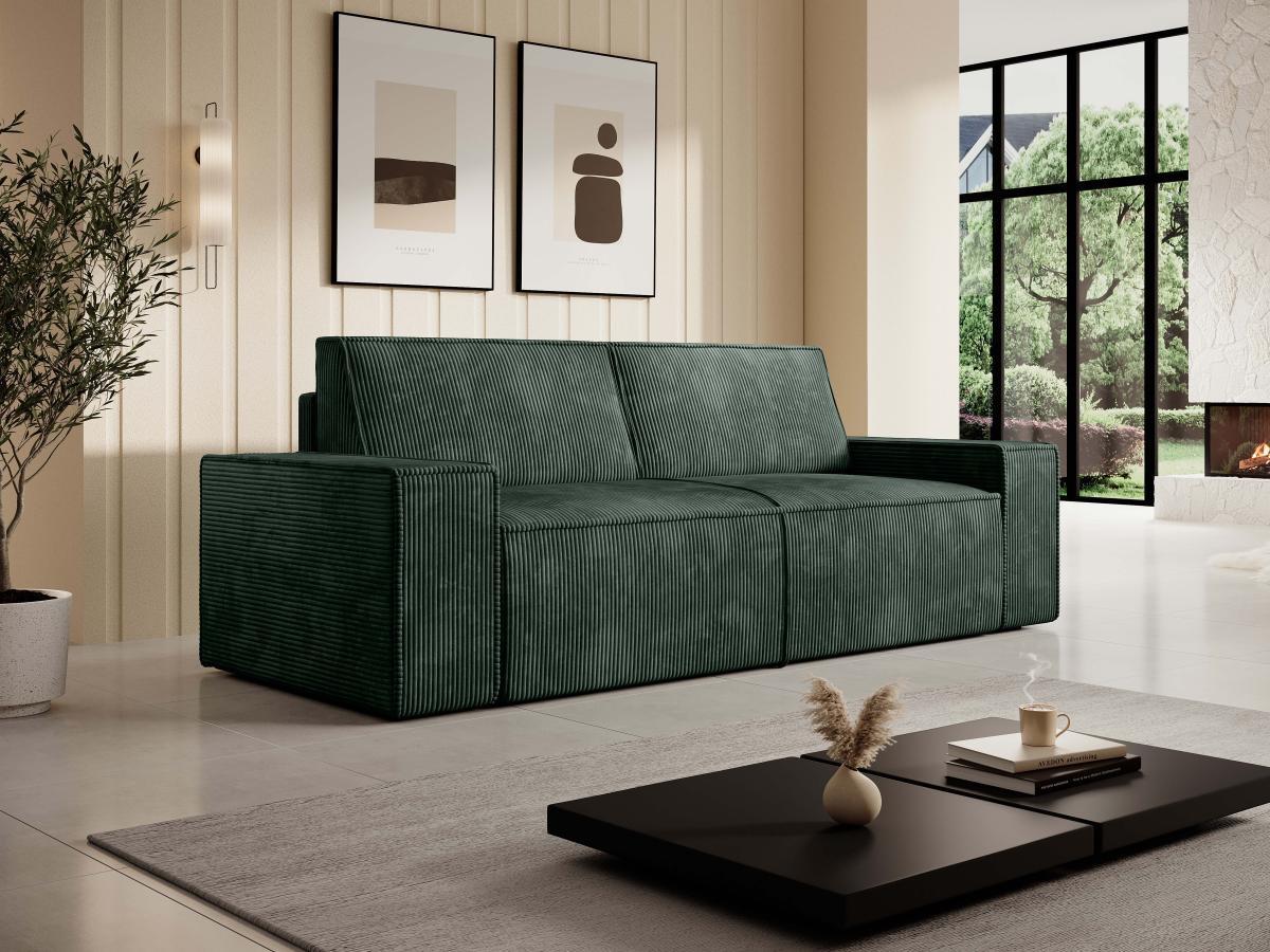 Vente-unique Sofa 3-Sitzer - Cord - Grün - AMELIA  