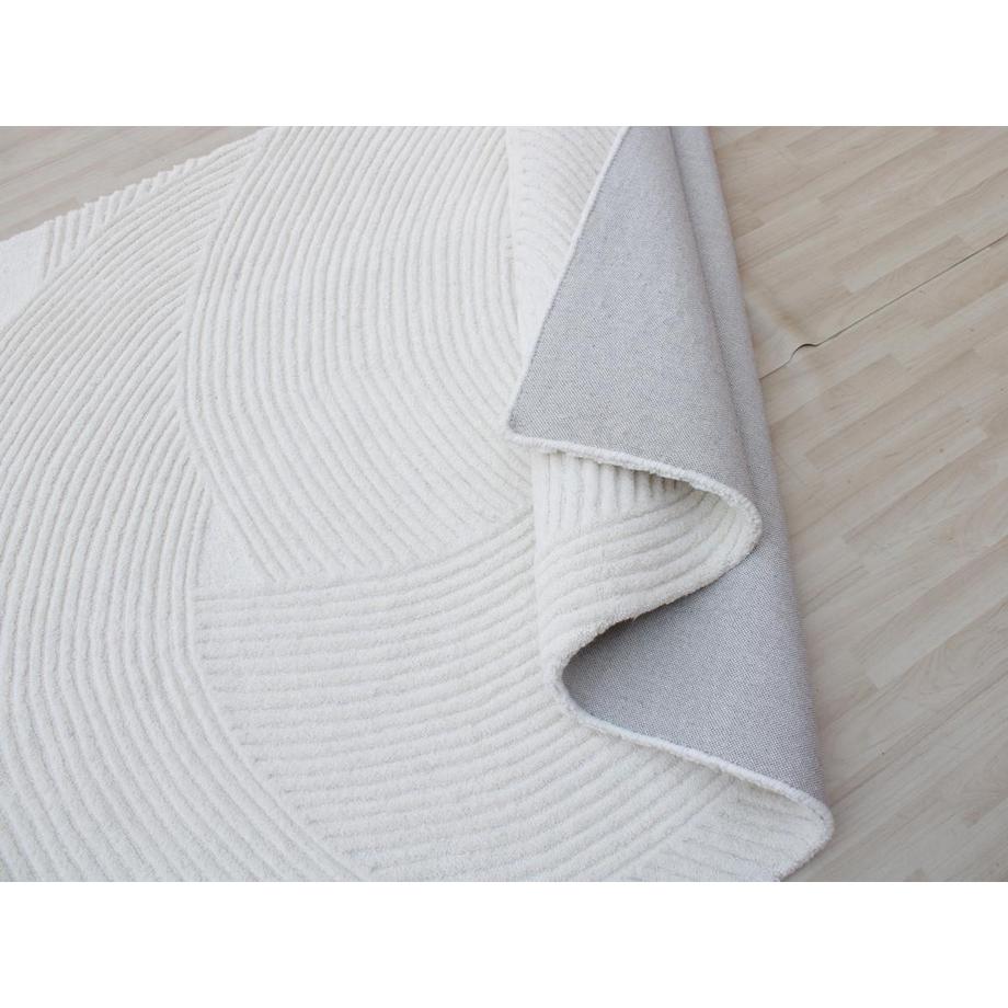 Vente-unique  Teppich - Relief-Optik - 100 % Wolle - handgefertigt - 200 x 290 cm - 2200 g/m2 - Elfenbeinfarben - BASSAM 