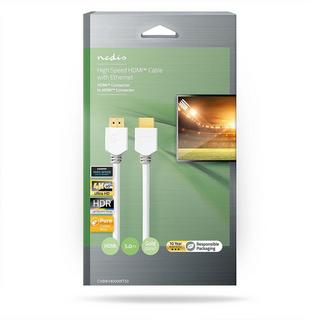 Nedis  High Speed HDMI™ Kabel mit Ethernet | HDMI™ Stecker | HDMI™ Stecker | 4K@60Hz | ARC | 18 Gbps | 5.00m | Rund | PVC | Weiß | Verpackt 