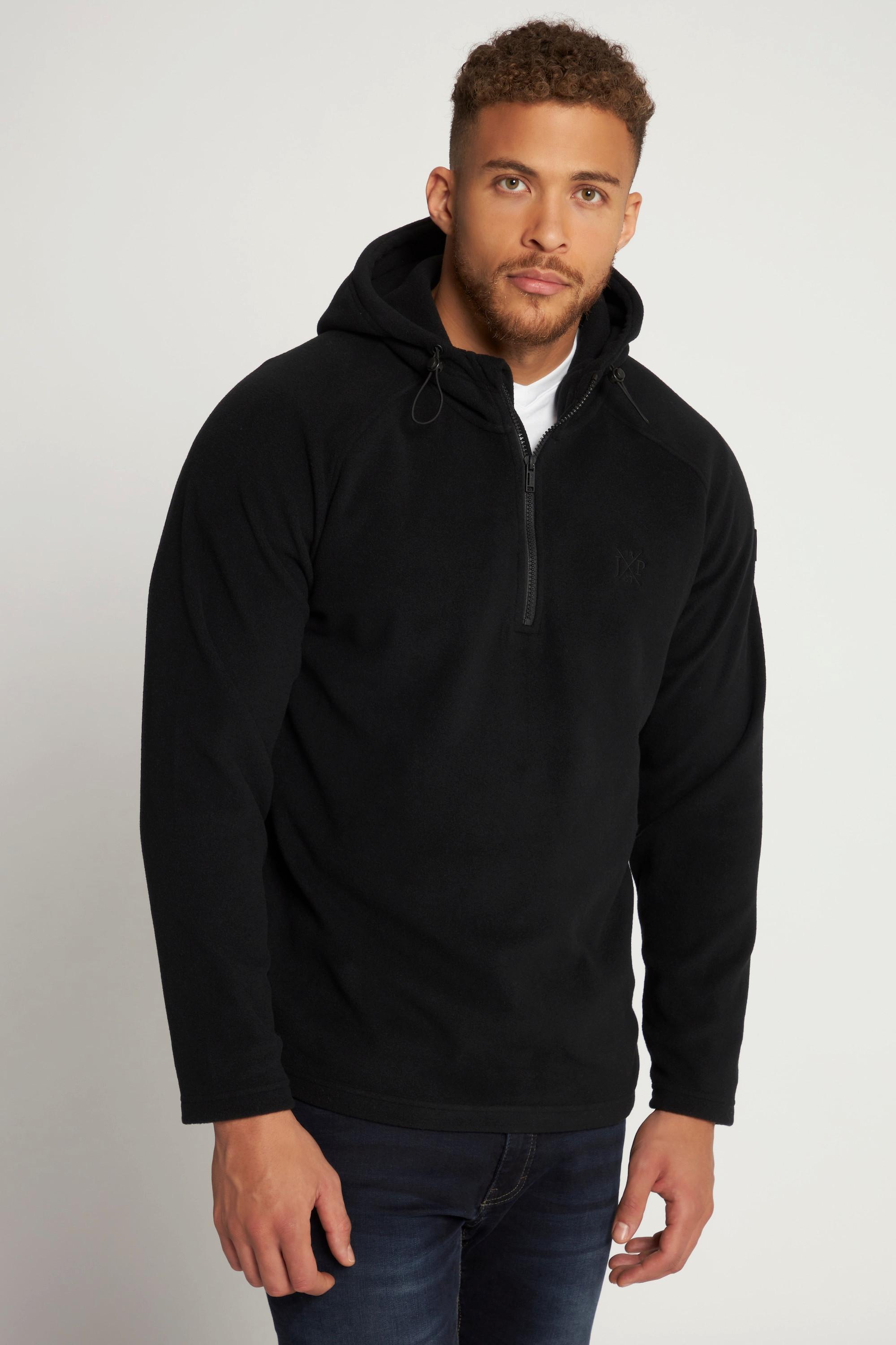 JP1880  Fleece-Hoodie, Kapuze, halber Zipper 