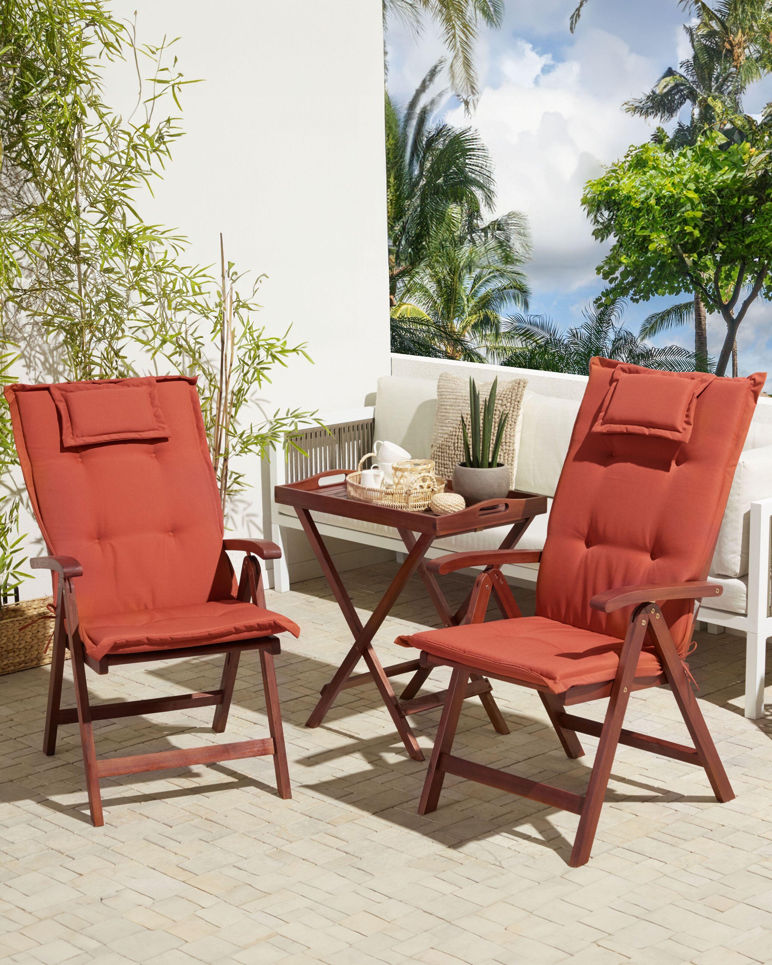 Beliani Lot de 2 chaises de jardin avec coussins en Acacia Moderne TOSCANA  