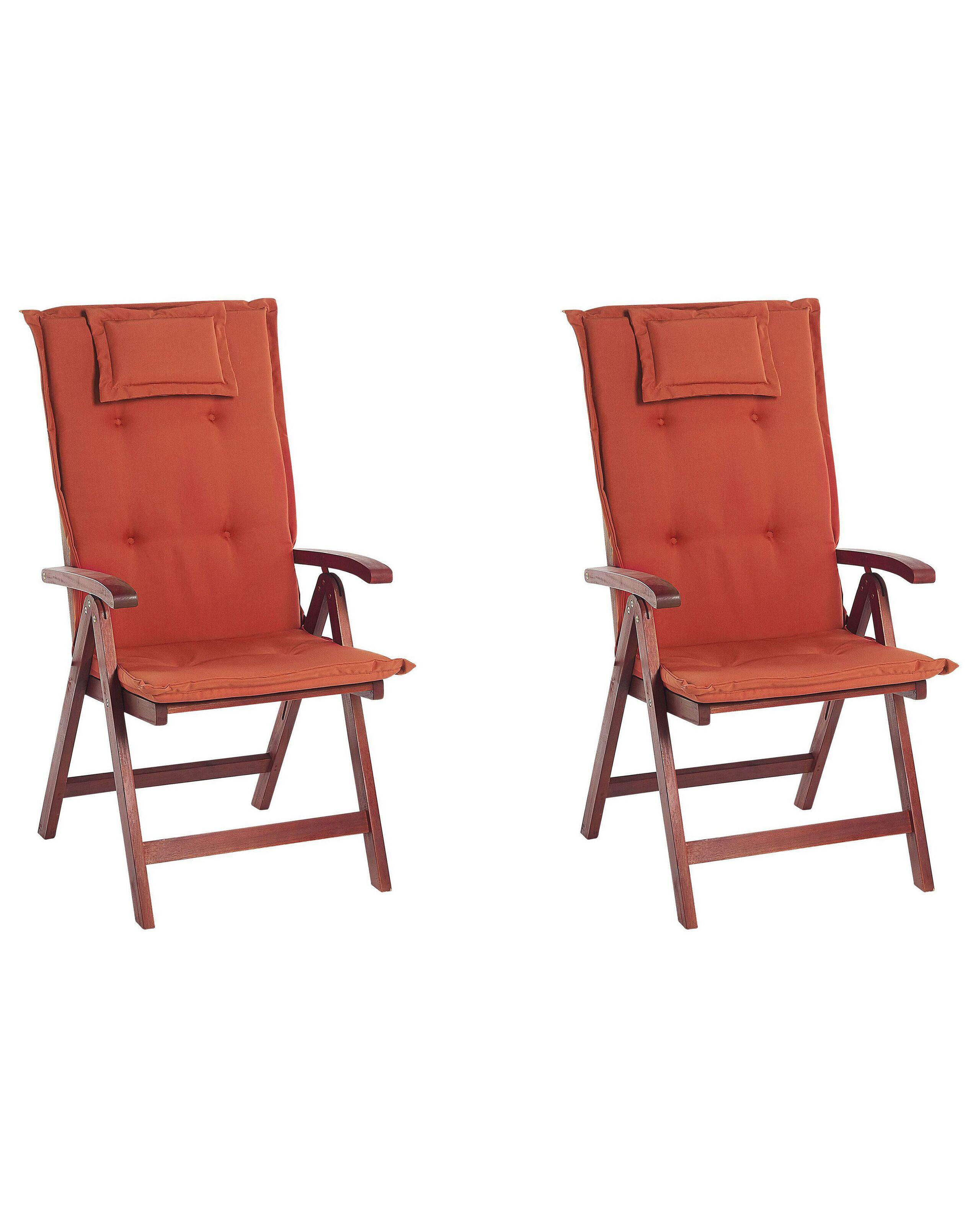 Beliani Lot de 2 chaises de jardin avec coussins en Acacia Moderne TOSCANA  