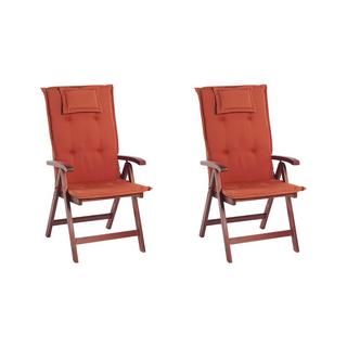 Beliani Lot de 2 chaises de jardin avec coussins en Acacia Moderne TOSCANA  