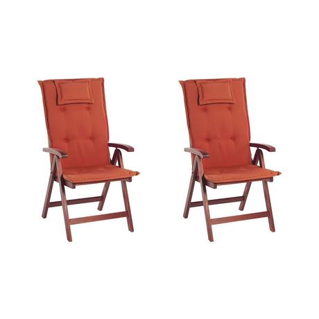 Beliani Lot de 2 chaises de jardin avec coussins en Acacia Moderne TOSCANA  