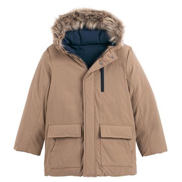 Parka réversible à capuche bord imitation fourrure