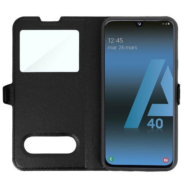 Avizar  Étui Galaxy A40 double Fenêtres Noir 