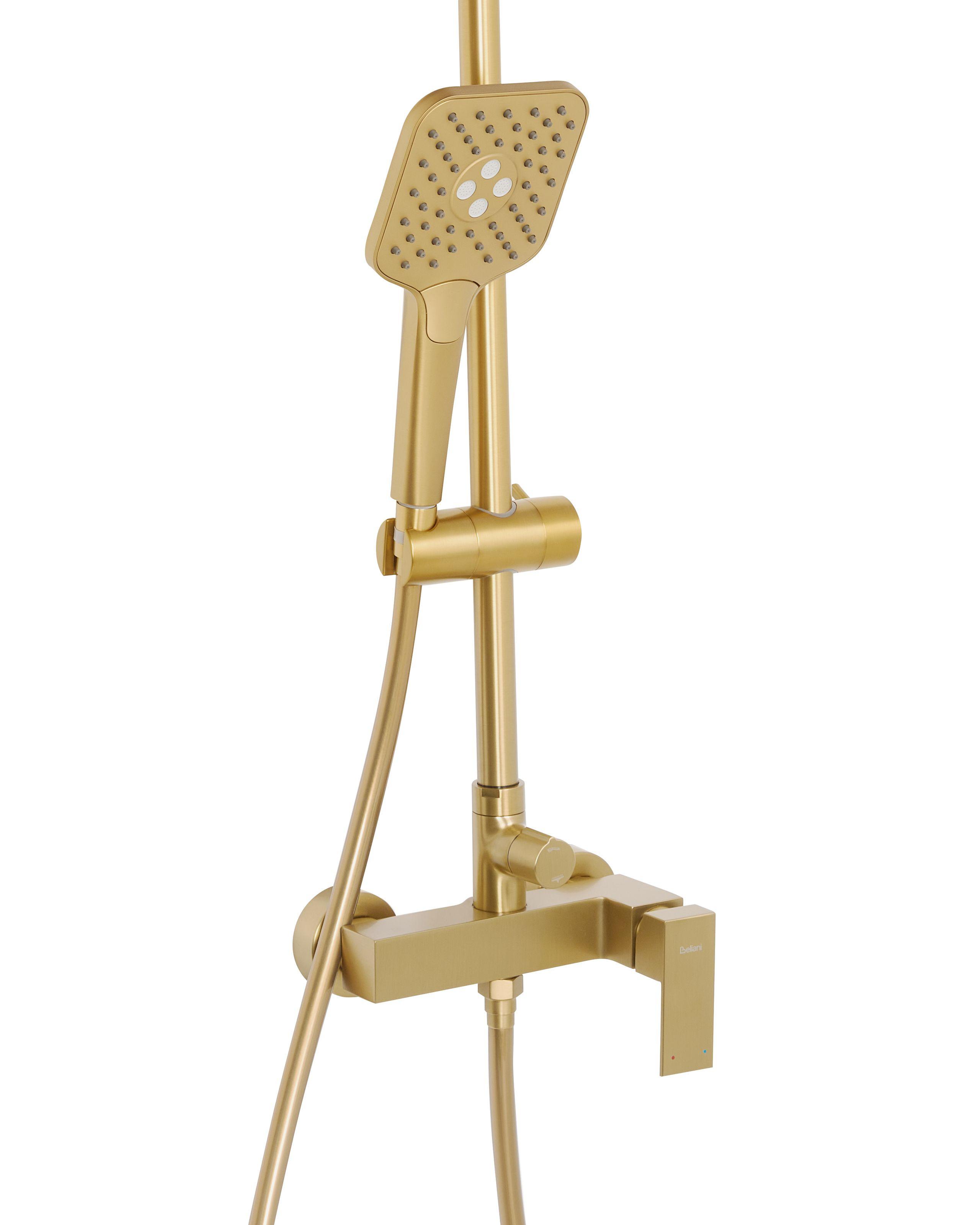 Beliani Duschsystem mit Mischbatterie und Regenbrause aus Messing Modern COLORADA  