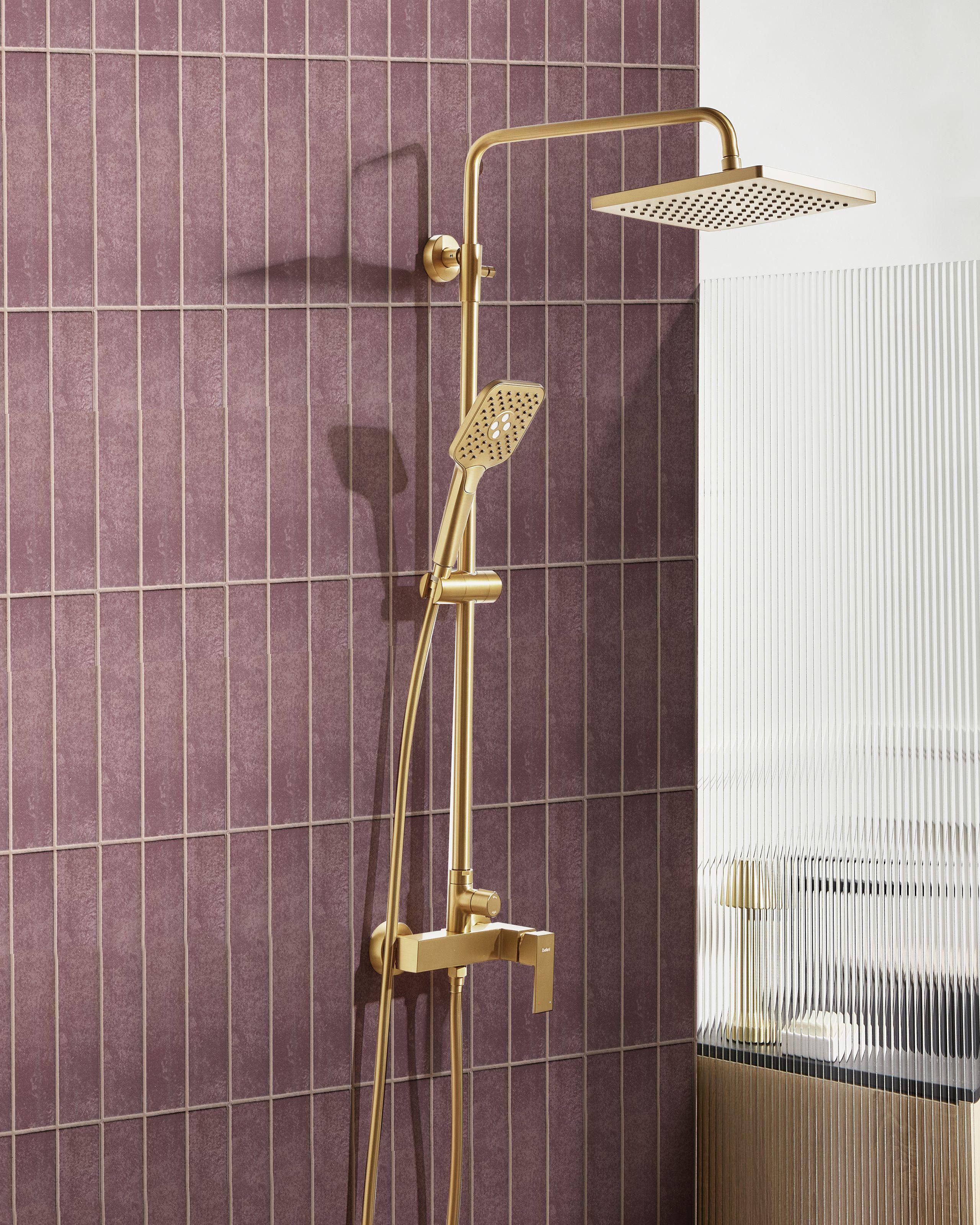 Beliani Duschsystem mit Mischbatterie und Regenbrause aus Messing Modern COLORADA  