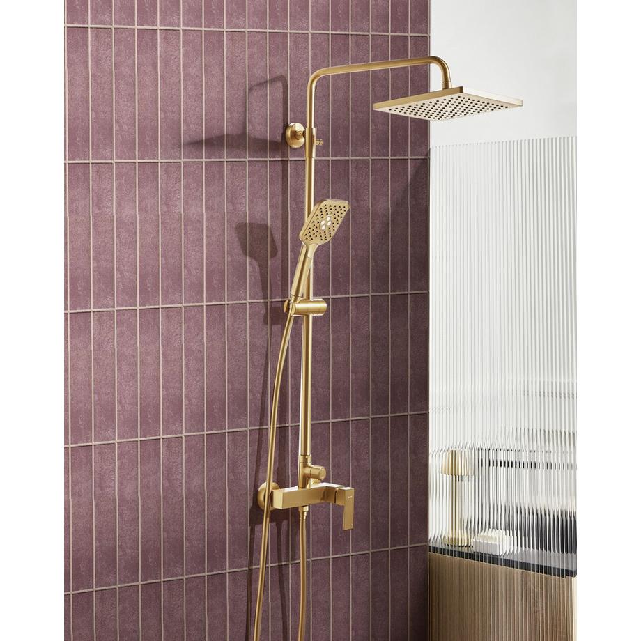 Beliani Duschsystem mit Mischbatterie und Regenbrause aus Messing Modern COLORADA  