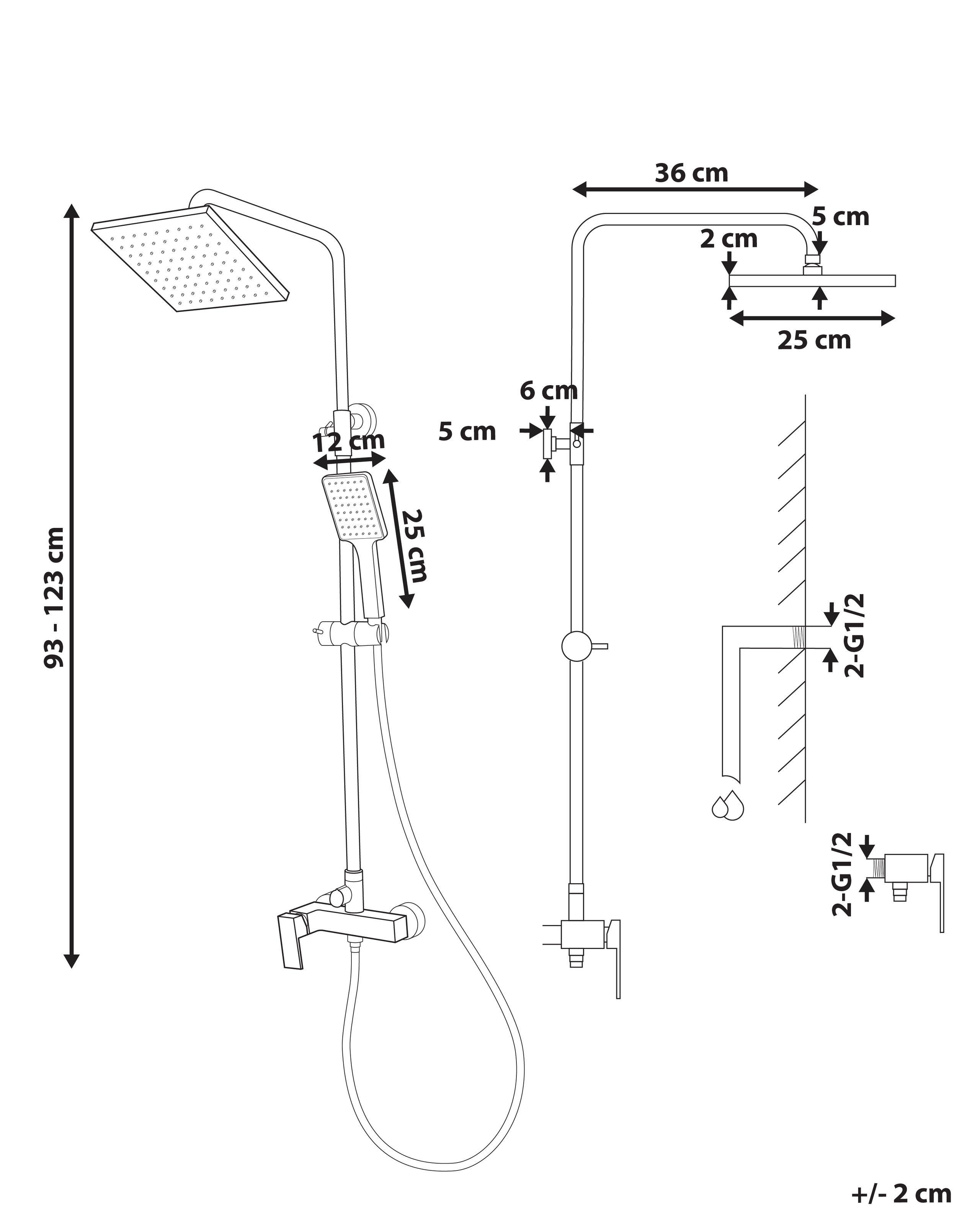 Beliani Duschsystem mit Mischbatterie und Regenbrause aus Messing Modern COLORADA  