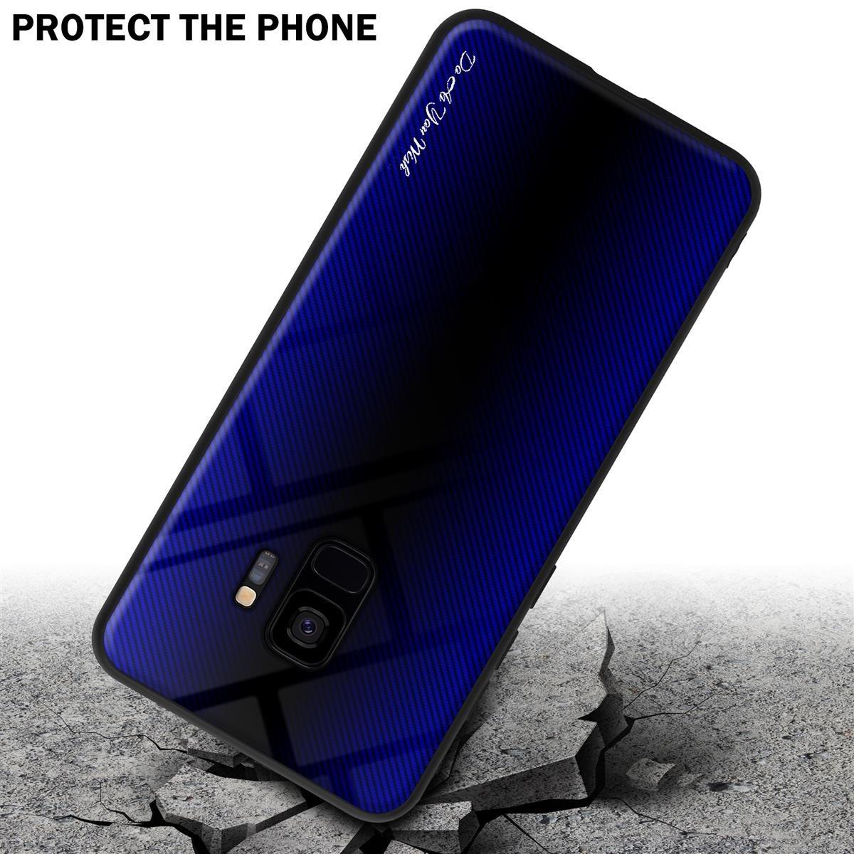 Cadorabo  Housse compatible avec Samsung Galaxy S9 - Aspect rayé - Coque de protection en silicone TPU et dos en verre trempé 