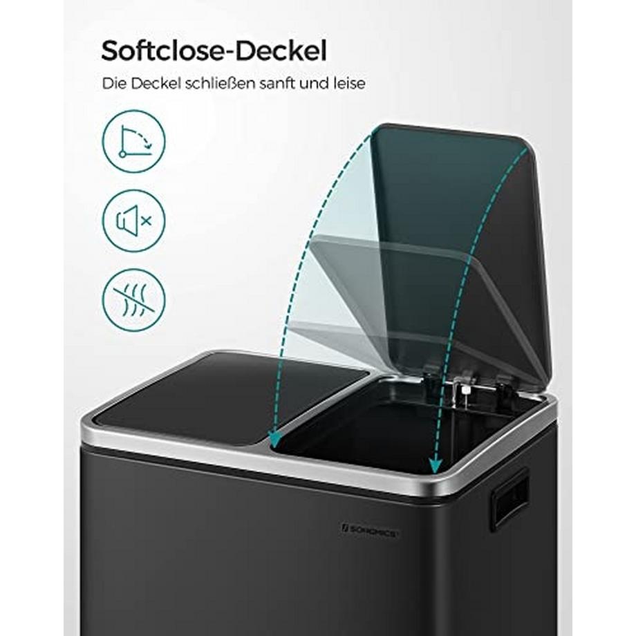 Songmics Pedal-Recyclingbehälter mit zwei Fächern für einfache Abfallsortierung  