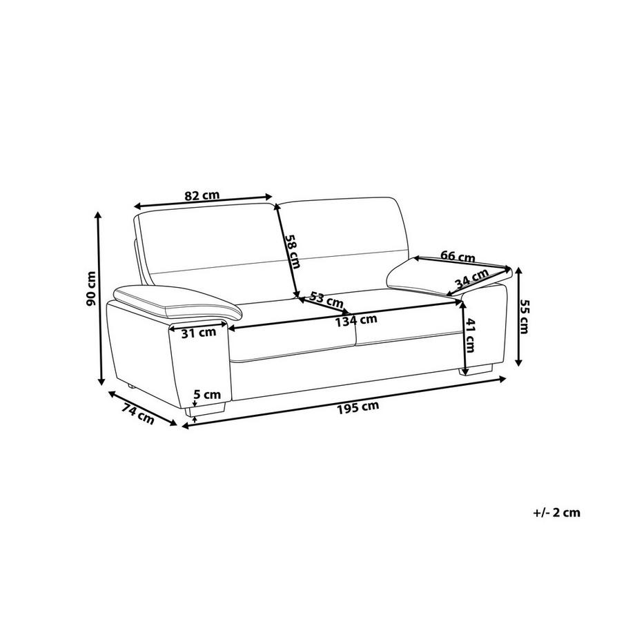 Beliani 3 Sitzer Sofa aus Stoff Skandinavisch VOGAR  