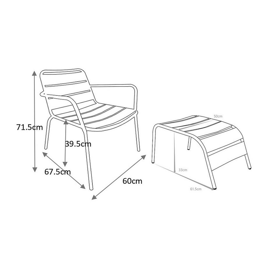 Vente-unique Gartensessel stapelbar + Fußbank - Metall - Dunkelgraun - MIRMANDE von MYLIA  