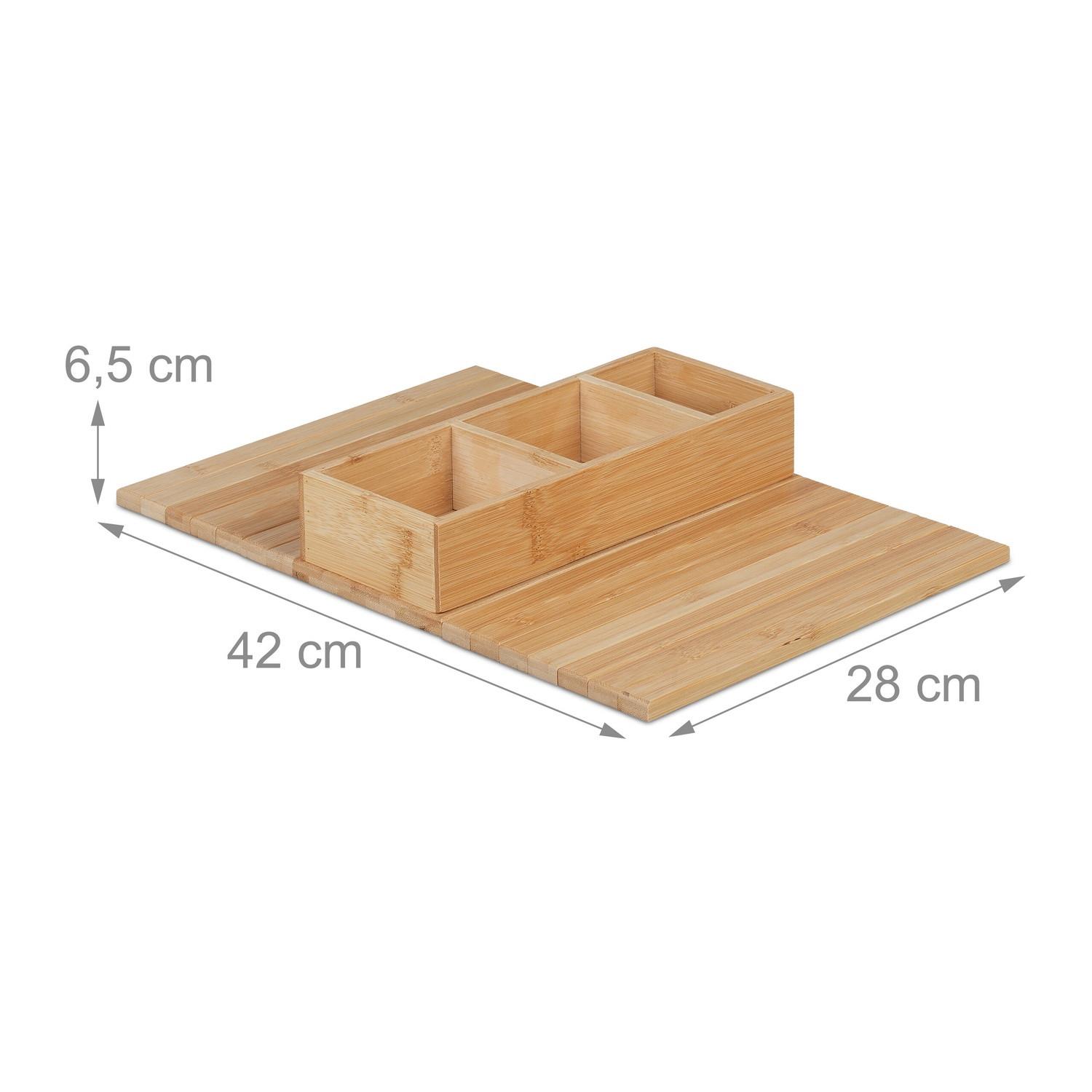 Northix Plateau de canapé en bambou à 3 compartiments  