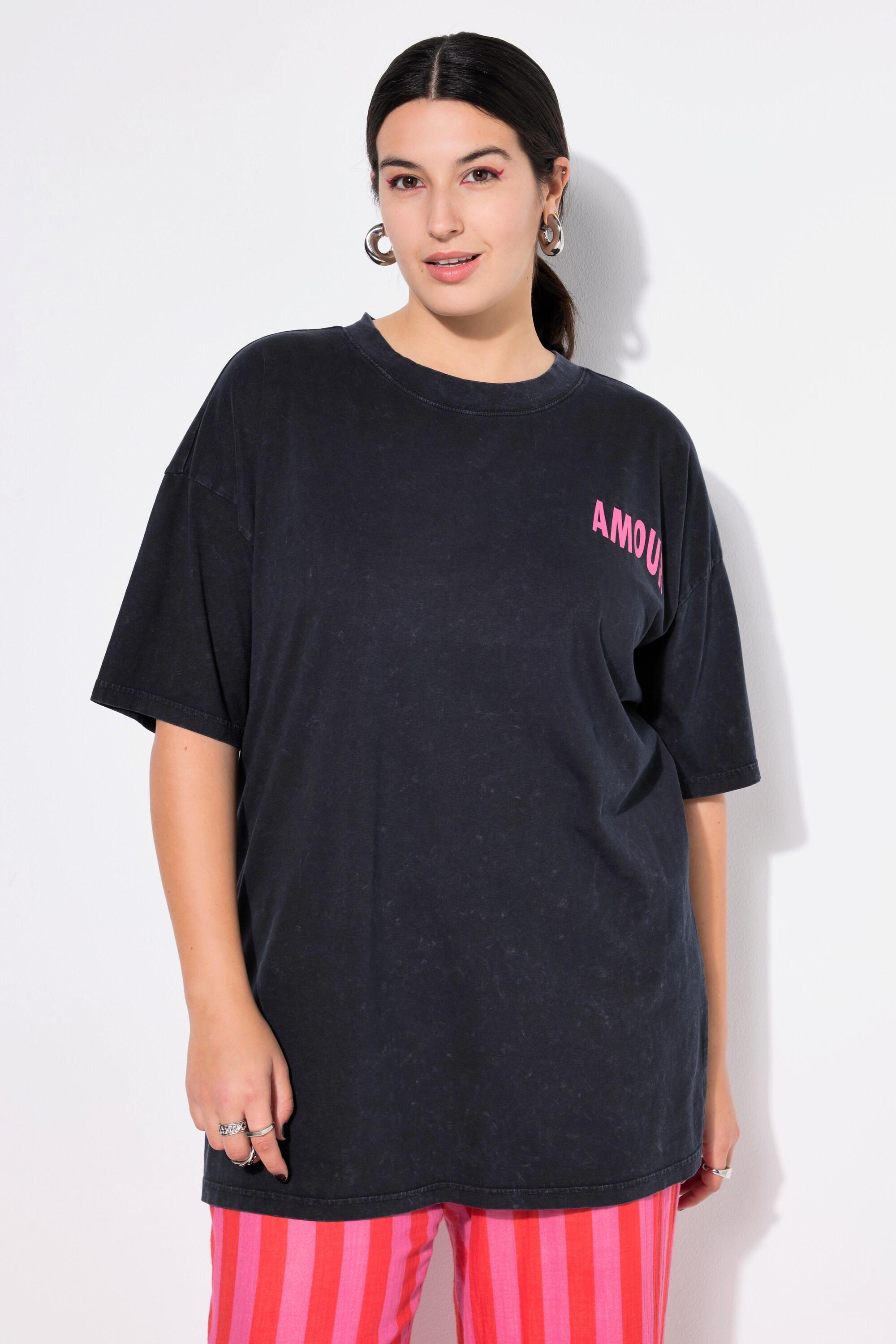 Studio Untold  Oversize-Shirt, acid washed, AMOUR-Rückenprint 