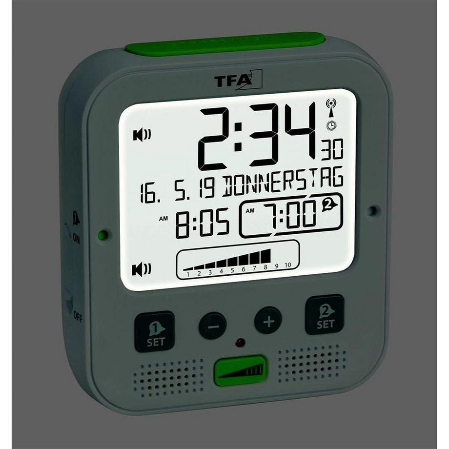 TFA Dostmann Boom Hochleistungs-Funkwecker mit Vibrationsalarm  