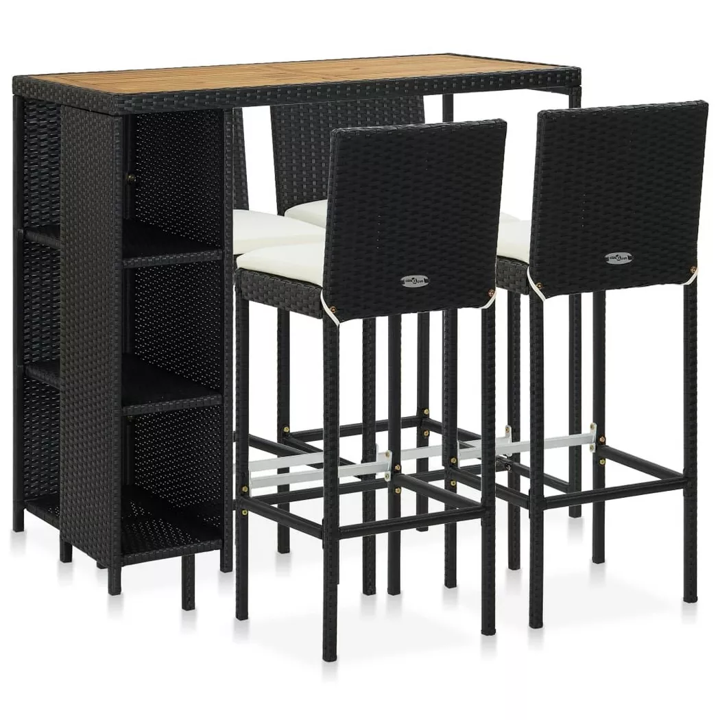 VidaXL - Gartenbar-set poly-rattan, One Size, Schwarz